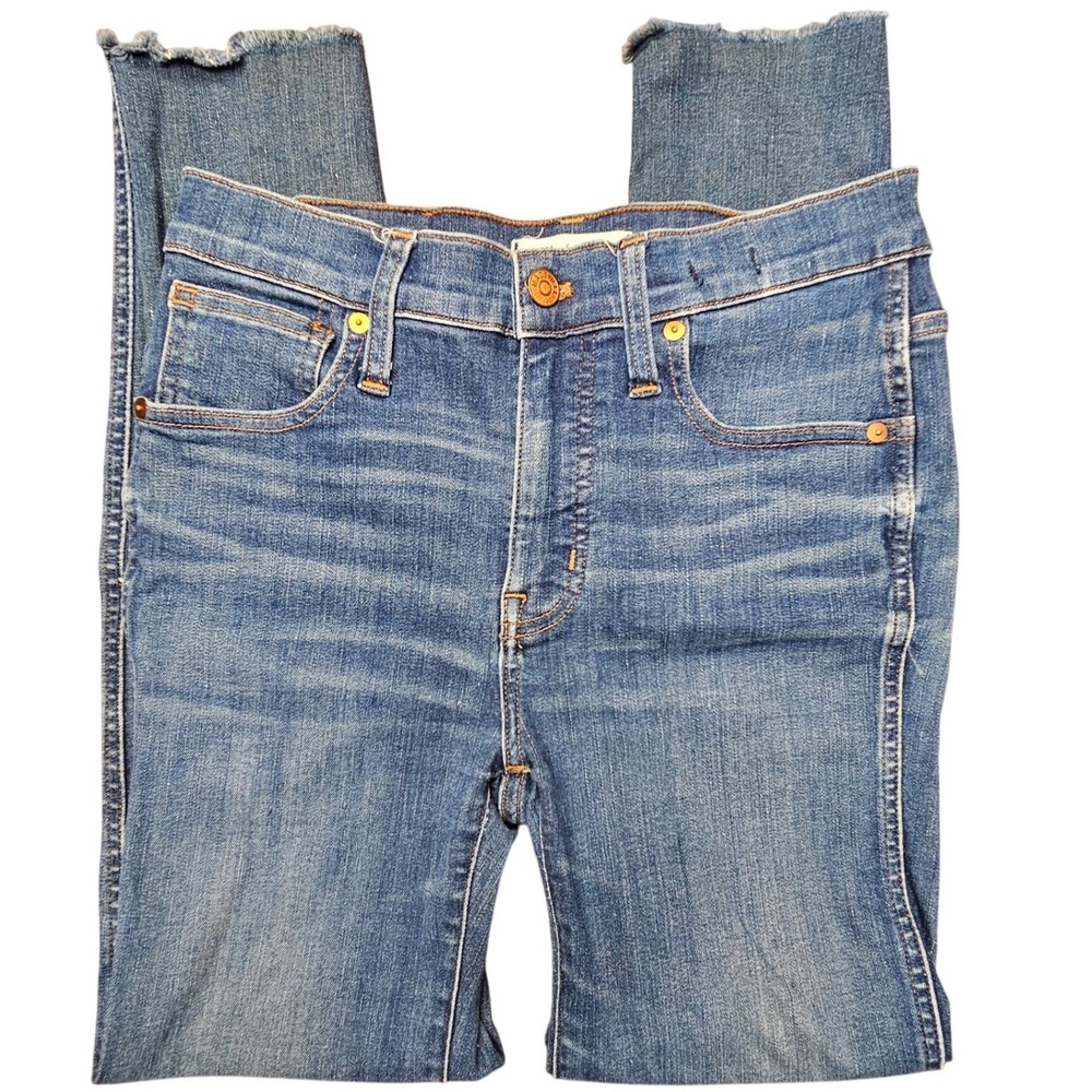 Madewell 9 High-Rise Skinny Jeans Medium Wash Raw Hem Size 28 Blue Denim